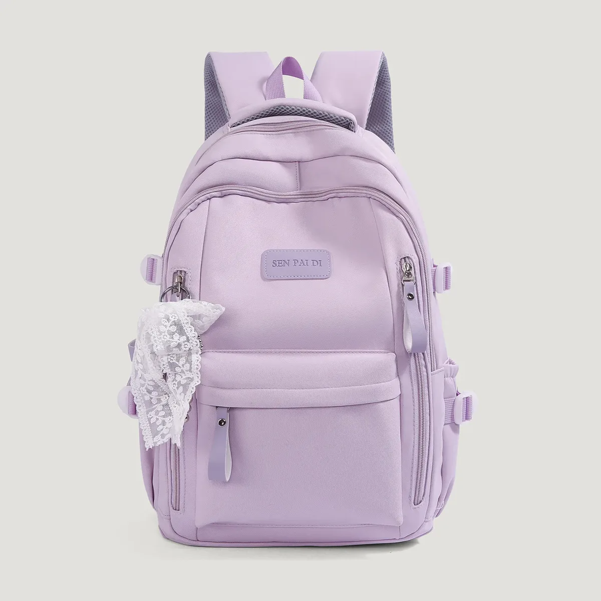 nouveau sac à dos imperméable grande capacité pour femme avec pendentif en dentelle, sacs d'école tendance pour ordinateur portable, sac de voyage mignon pour fille