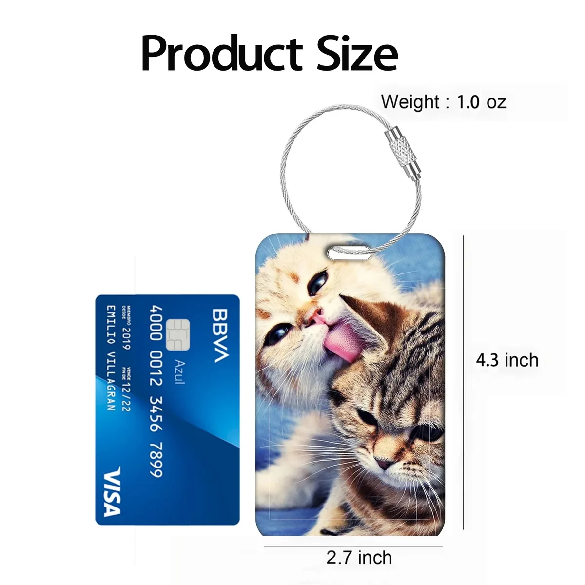étiquettes de bagage chat mignon, porte-adresses et noms pour valises, étiquettes de bagage chaton, accessoires de voyage pour valises