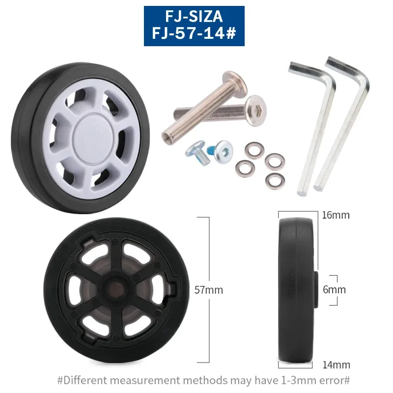 roues de rechange pour valise à bagages, axes od 36-50mm, noir de luxe avec vis, adaptées à une roulette pivotante de valise de 18 à 26 pouces