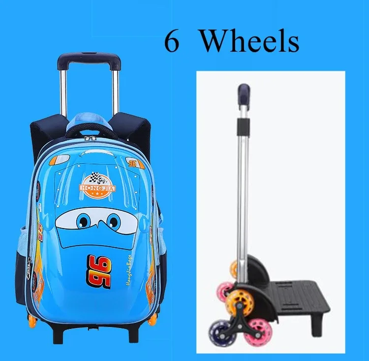 cartable à roulettes pour enfants, sac à dos à roulettes pour enfants, sac à roulettes pour étudiants, style voiture pour garçons