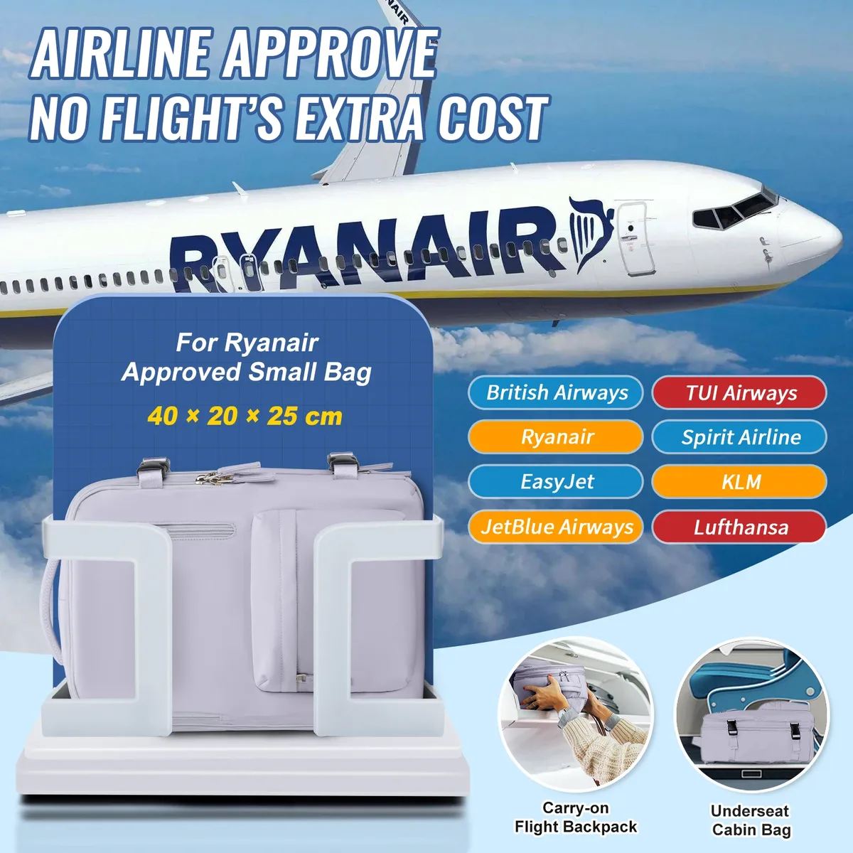 sac à dos de voyage de cabine pour femmes, sac pour ordinateur portable, grande capacité, easyjet, sac à main 45x36x20, ryanair 40x20x25, sac résistant à l'eau