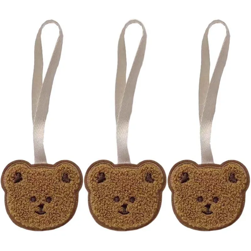 3 étiquettes nominatives mignonnes pour enfants, anti-perte, brodées, motif ours et lapin, pendentif pour sac à dos, accessoires pour bagages de maternelle