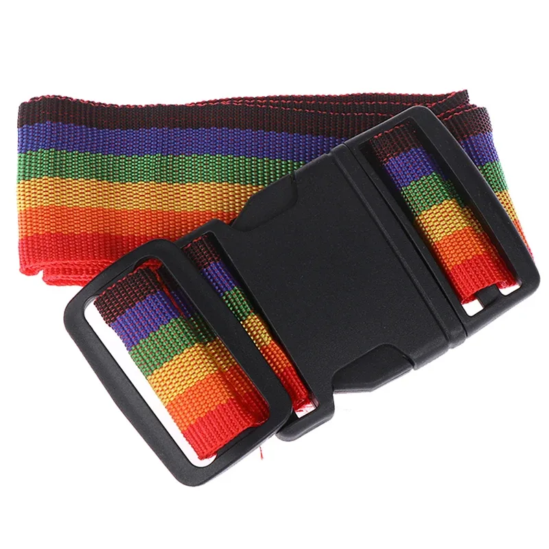 sangle de bagage arc-en-ciel réglable, emballage de ceinture croisée, structure de voyage, environnement de bagage, 180cm, 1pc