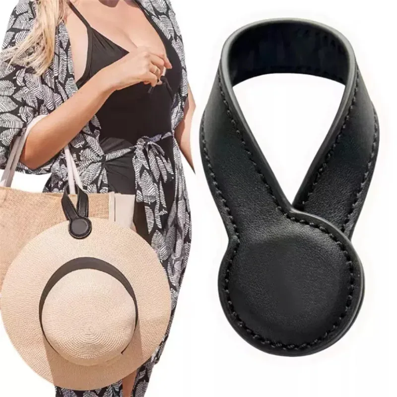 clip de chapeau magnétique en cuir pu polyvalent, organisateur rond magnétique puissant, breloques pour sac de voyage, accessoires de bagages