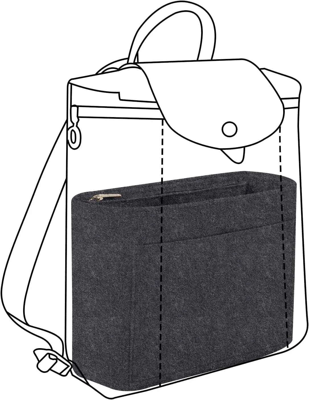 insert organisateur de sac à main y2k pour sacs à main, séparateurs d'insertion de sac en feutre avec multi-poches, sac à dos adapté au long champ le p.liage