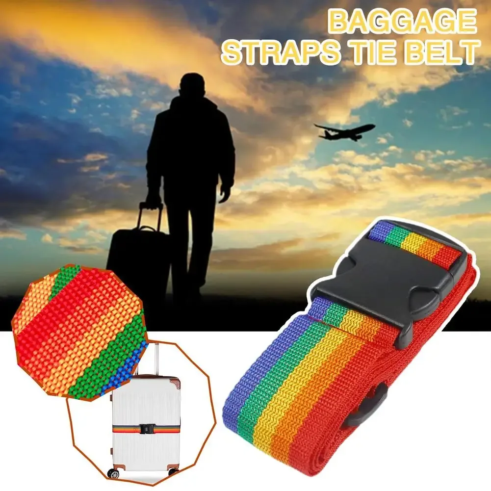 sangle de bagage arc-en-ciel réglable, ceinture de sécurité pour valise, accessoires de fixation pour valise de voyage