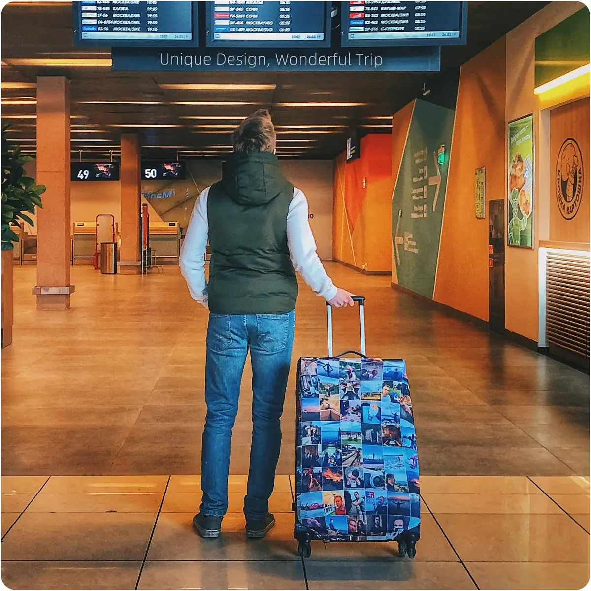 housse de bagage personnalisée 18-32 pouces, protection de valise personnalisée avec nom, photo, texte, housse de voyage élastique double face lavable