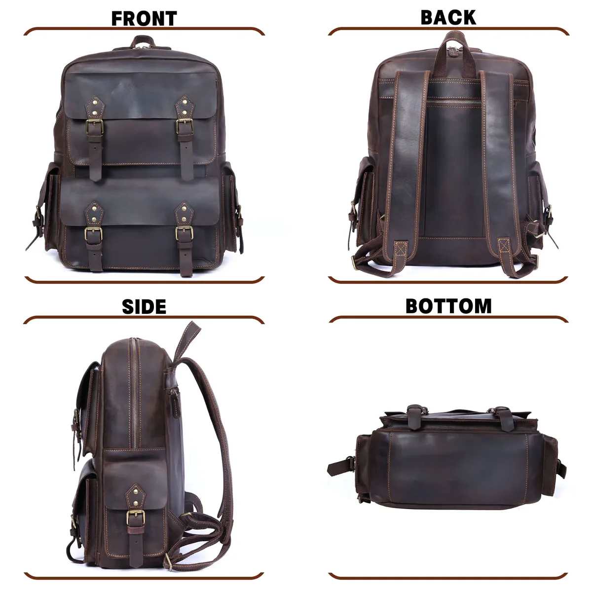 s.worker sac à dos vintage en cuir véritable pour homme, grand sac à bandoulière en cuir de vachette pour ordinateur portable, sac de voyage classique vintage en cuir crazy horse, sac d'école