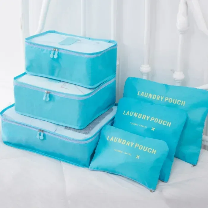 sac de rangement de voyage pour vêtements, ensemble de 6 pièces, pour garde-robe, valise en poudre, étui pour chaussures, cube d'emballage