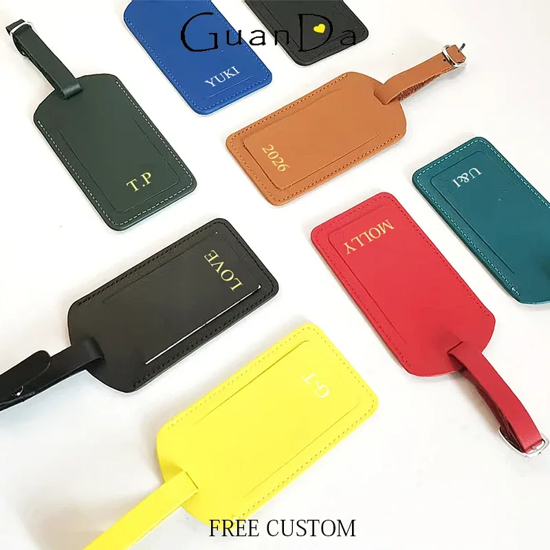 étiquette de bagage personnalisée en cuir de vachette véritable avec initiales, étiquette de valise personnalisée, pendentif de sac de luxe pour affaires, charme rétro