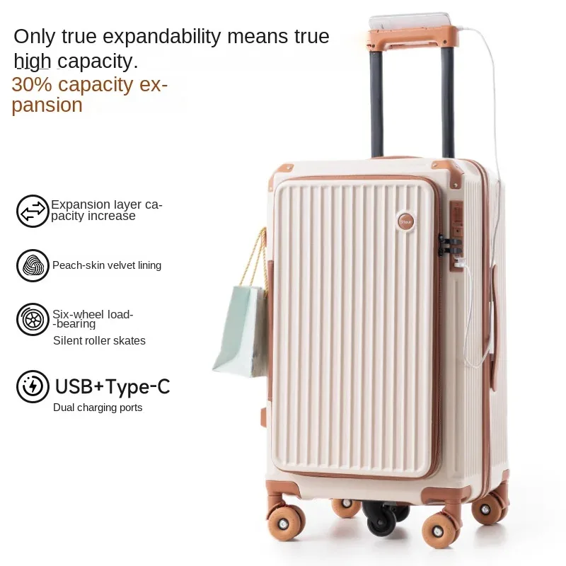 valise de voyage en pc anti-explosion avec fermeture éclair, 20-30 pouces, avec 5 roues auxiliaires, valise cabine à code 20 pouces, trolley