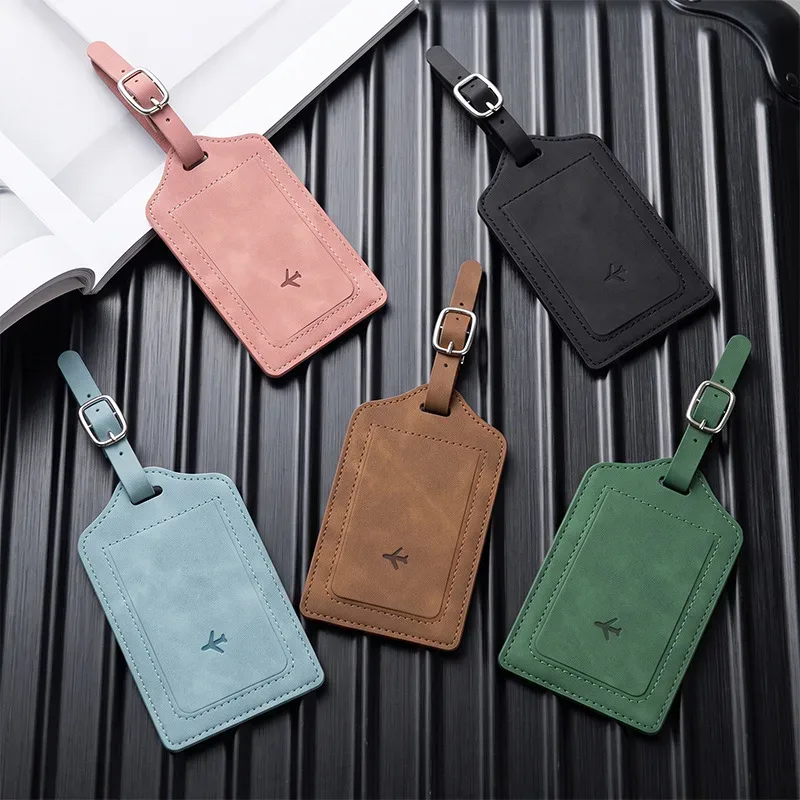 1 étiquette de bagage en cuir pu pour femmes et hommes, accessoires de voyage, étiquettes de valise, étiquettes de nom, d'identité et d'adresse, étiquettes de sac pour bagages