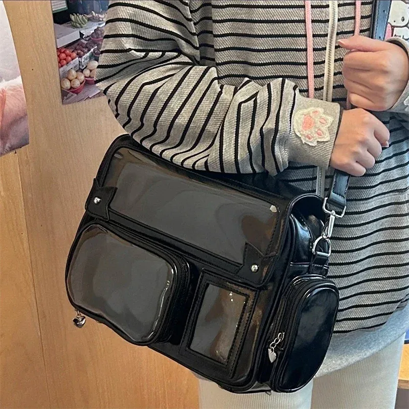 nouveau lolita fille mignon ita sacs à dos sac transparent y2k grande capacité sac à bandoulière doux bricolage badge affichage sac à bandoulière décontracté