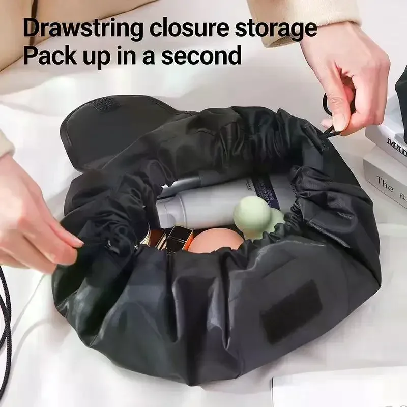 1pc sac cosmétique à cordon pour femmes, sac de rangement de voyage, sac de maquillage portable, étui de toilette imperméable, sac de lavage, pochette de maquillage.