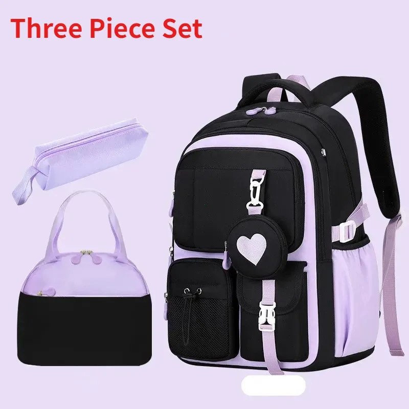sac à dos scolaire, trousse et sac à déjeuner, ensemble trois pièces, tissu nylon imperméable, pour garçon, fille, adolescents, tendance