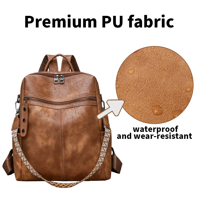 sac à dos de voyage antivol en cuir pu pour femme, nouvelle collection automne-hiver 2025, imperméable, tendance, rétro, grande capacité, voyage