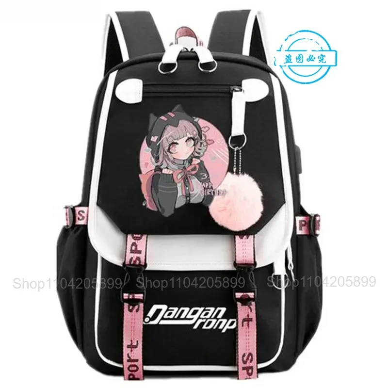 sac à dos danganronpa anime mochila, sac d'école pour étudiants, sac de voyage avec port usb, sacoche décontractée pour ordinateur portable, grand sac messager, cadeau