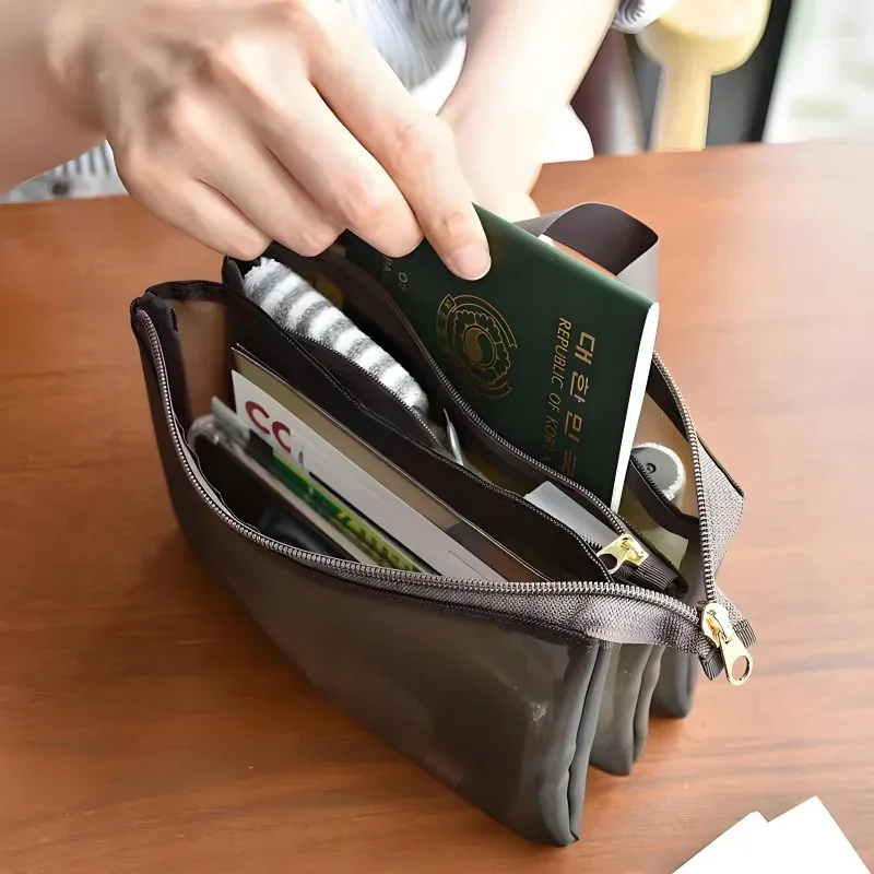 Sac de rangement en maille pour maquillage, grande capacité, sac de lavage simple et portable, sac de rangement pour voyages d'affaires - Sac de rangement multi-usage