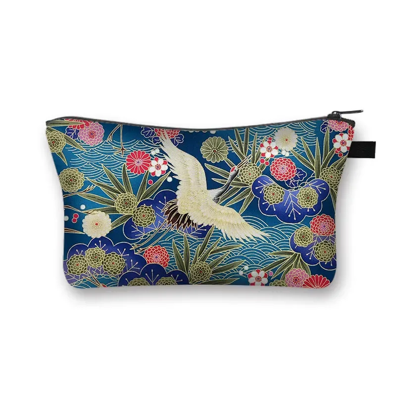 trousse à cosmétiques japonaise koi fish crane pour femmes, trousse de maquillage harajuku, sac de beauté pour filles, trousse de toilette cosmétique hip hop, dragon asiatique