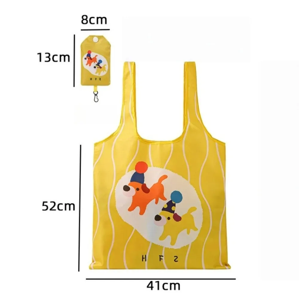 sac de courses à motif d'animaux de dessin animé, léger, grande capacité, écologique, pliable, sac de rangement mignon, utilisation quotidienne