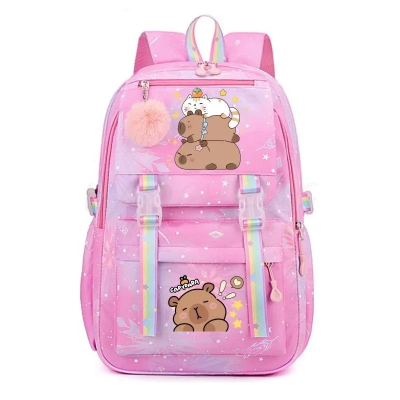 sac à dos de grande capacité imprimé capybara, sac à dos léger et mignon, cartable de dessin animé, sac à dos de voyage décontracté pour fille