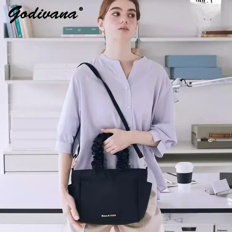 Sac à bandoulière imperméable de style japonais, sac à main décontracté pour femme, sac fourre-tout portable décontracté avec fermeture à glissière