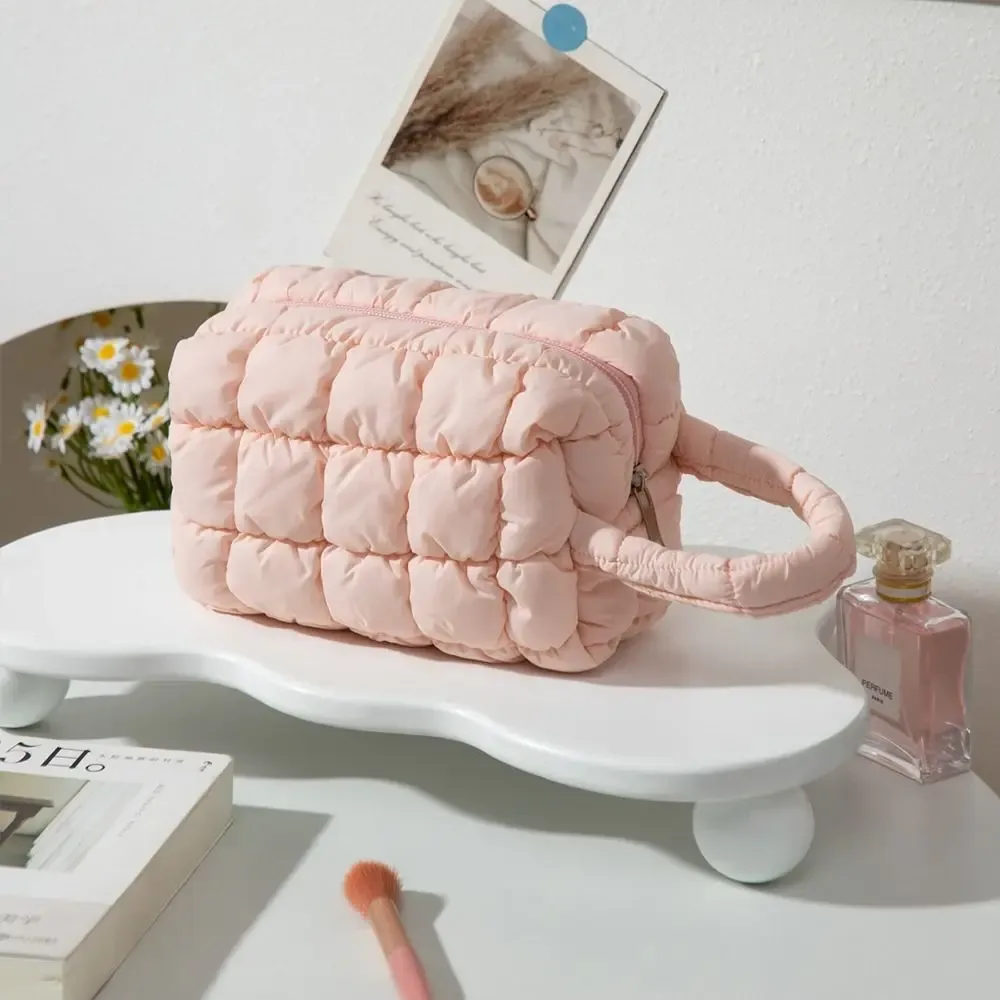 sac de maquillage portable au toucher doux, grande capacité, couleur unie, sac cosmétique multifonctionnel, trousse de toilette pour la maison et les voyages