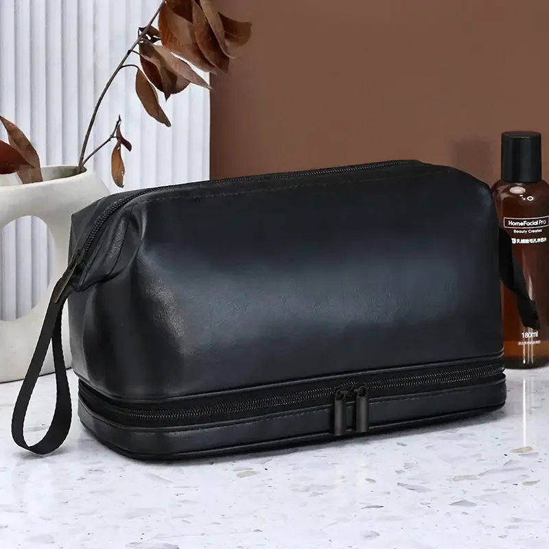 trousse de toilette en cuir pour hommes et femmes, kit dopp, trousse de toilette suspendue pour hommes, trousse de toilette de voyage pour voyager, grand sac à cosmétiques pour t