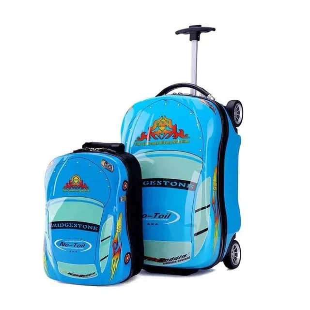 valise de voyage 3d pour enfants, valise à roulettes avec voiture, dessin animé, pour garçons
