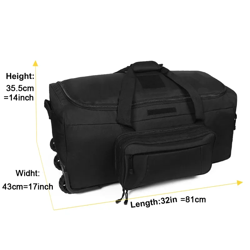 sac polochon tactique de grande capacité 124l, bagages roulants pour camping robuste, randonnée, valise de voyage