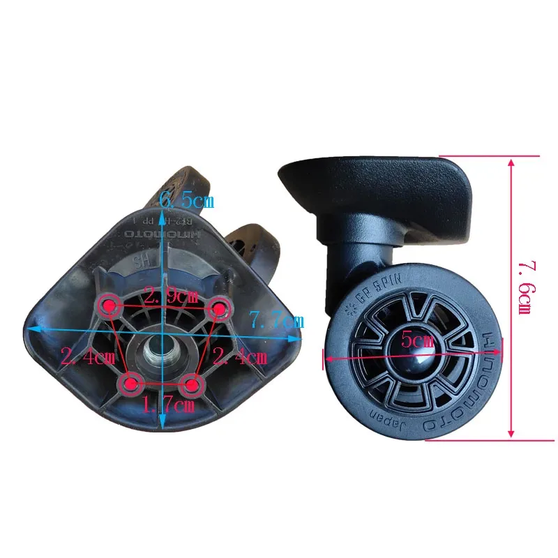 ensemble de roulettes pivotantes silencieuses pour bagages, modèle bt2-hk hinomoto japan, roues universelles pour valises de voyage, pièces détachées