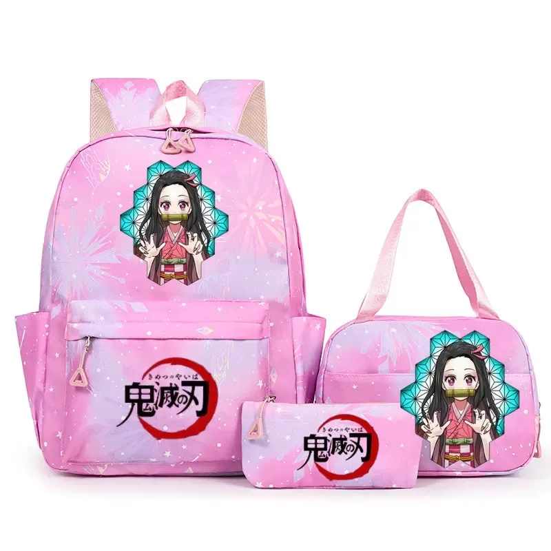 sac à dos demon slayer nezuko kamado pour adolescents, cartable de grande capacité avec sac à bandoulière pour usage quotidien, pour filles et femmes, mochilas de voyage
