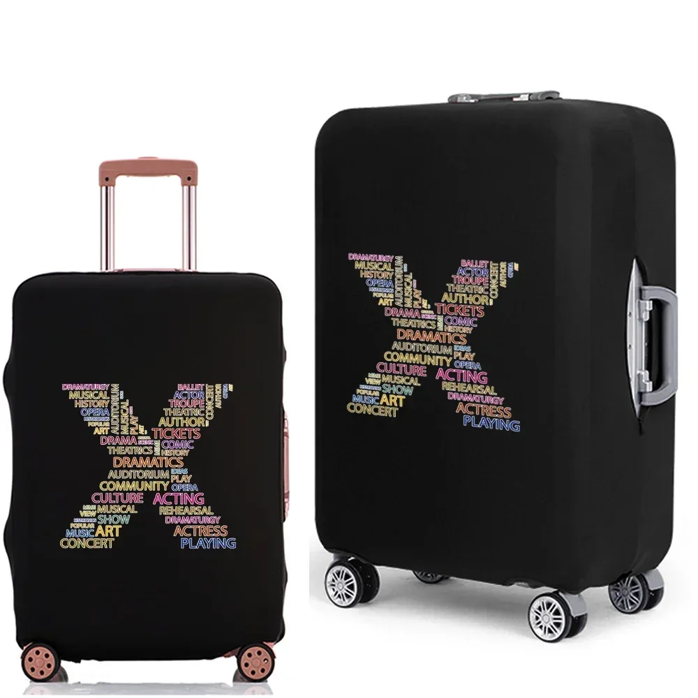 étui à bagages 2022, housse de protection avec texte 26 lettres, motif de voyage, élastique, housse anti-poussière pour valise de 18 à 28 pouces