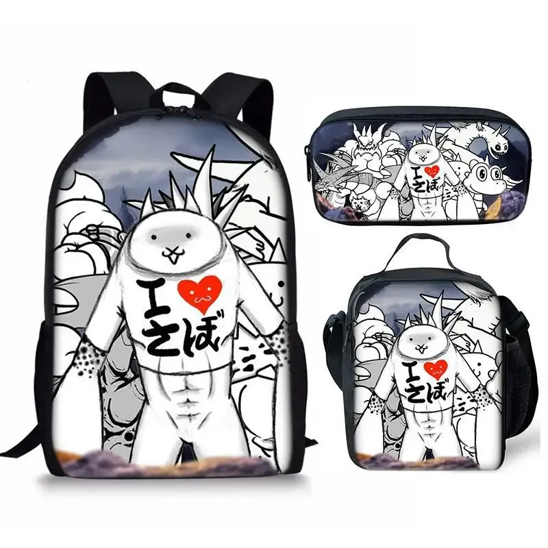 the battle cats – ensemble de trois pièces, sac à dos pour étudiant, sac à stylos, sac de repas, ensemble de trois pièces