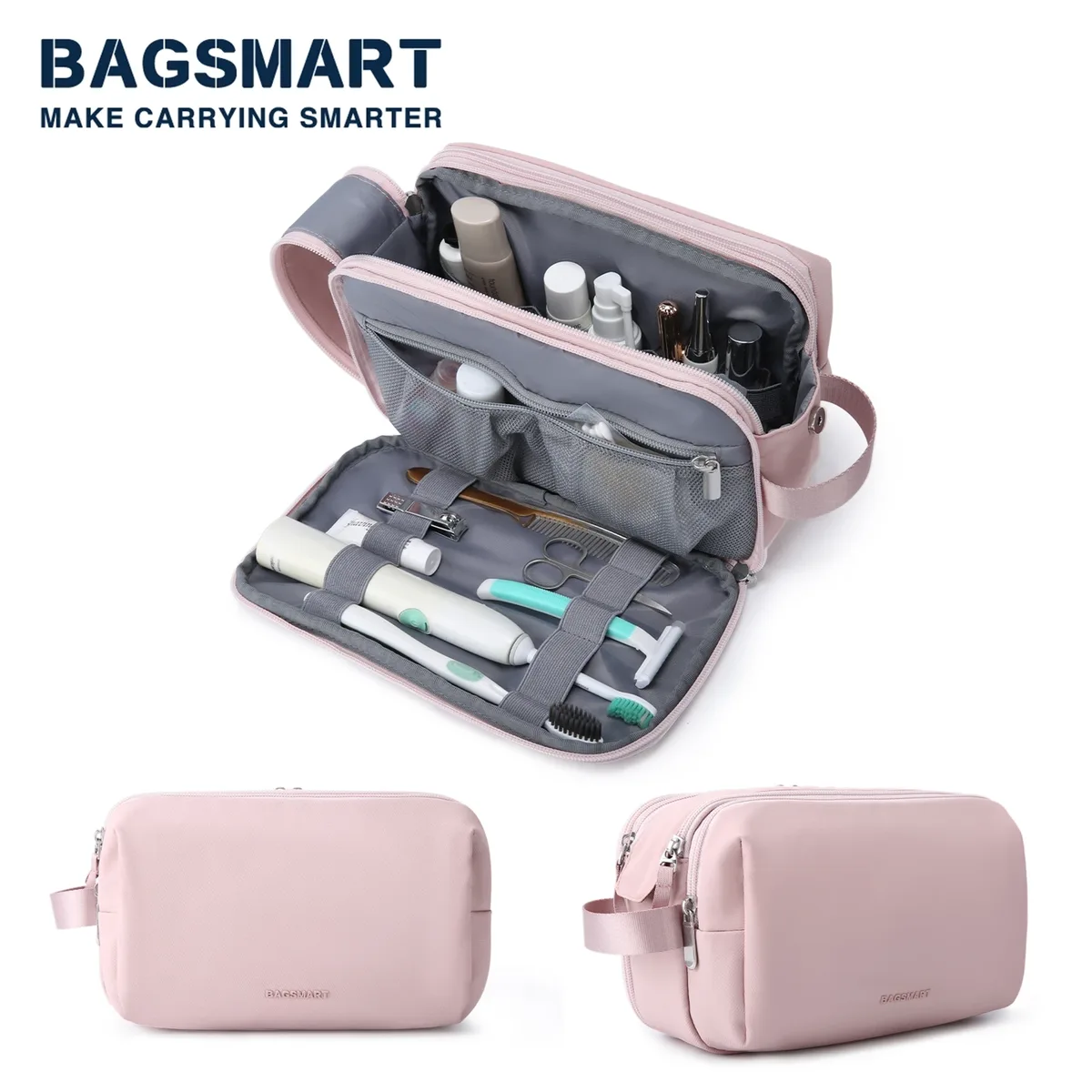 bagsmart – trousse à cosmétiques pour femmes, kit dopp étanche pour voyage, trousse de toilette légère pour hommes, trousse de maquillage, nécessaire de voyage