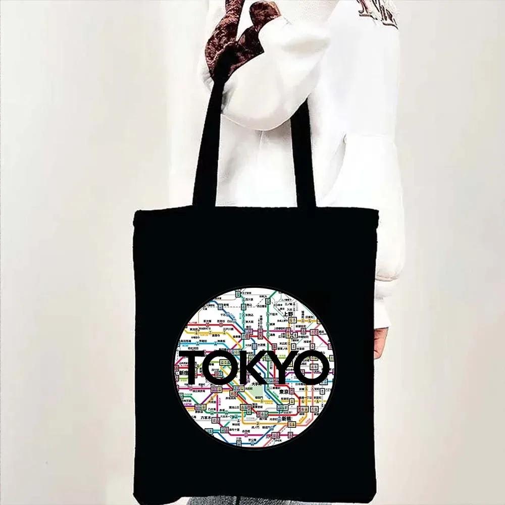 sac fourre-tout en toile à bandoulière pour le shopping, motif maneki neko, chat porte-bonheur japonais mignon, style mont fuji, style japonais, geisha de kyoto, tokyo japon