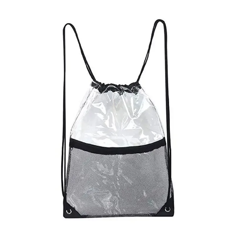 sac à dos transparent avec cordon de serrage 33x43cm, fourre-tout de sport pour l'école, nouvelle collection