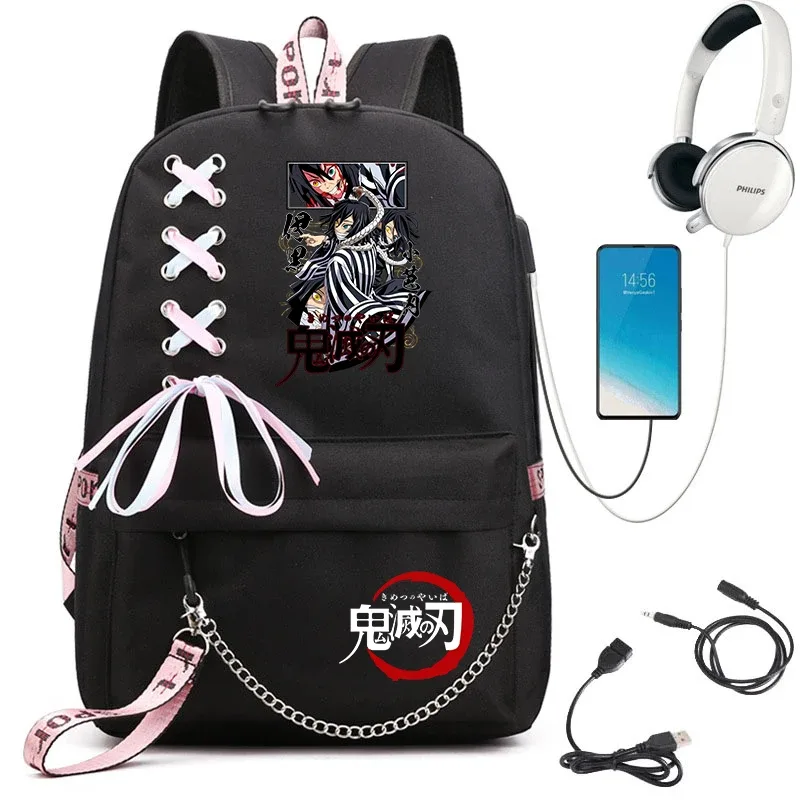 sac à dos imprimé demon slayer anime pour filles, sac à dos d'école décontracté, sac à dos de voyage léger pour adolescents