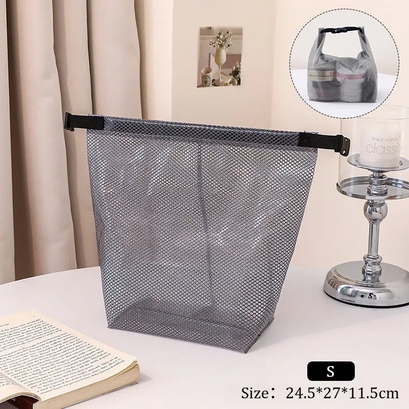 sac de maquillage et de toilette imperméable de grande capacité, organiseur de cosmétiques portable, pochette de rangement de voyage avec bouton