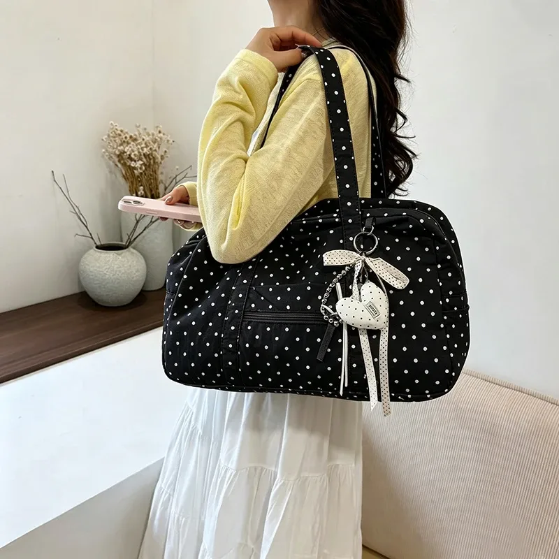 sac fourre-tout à pois pour femme, grande capacité, léger, sac de voyage décontracté, pochette à main, sac à main pour les sorties, le shopping et les voyages