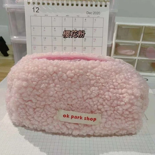 sac à cosmétiques en peluche pour femmes et filles, grande capacité, mignon, papeterie, organisateur de maquillage de voyage, pochette de rangement de toilette pour femmes