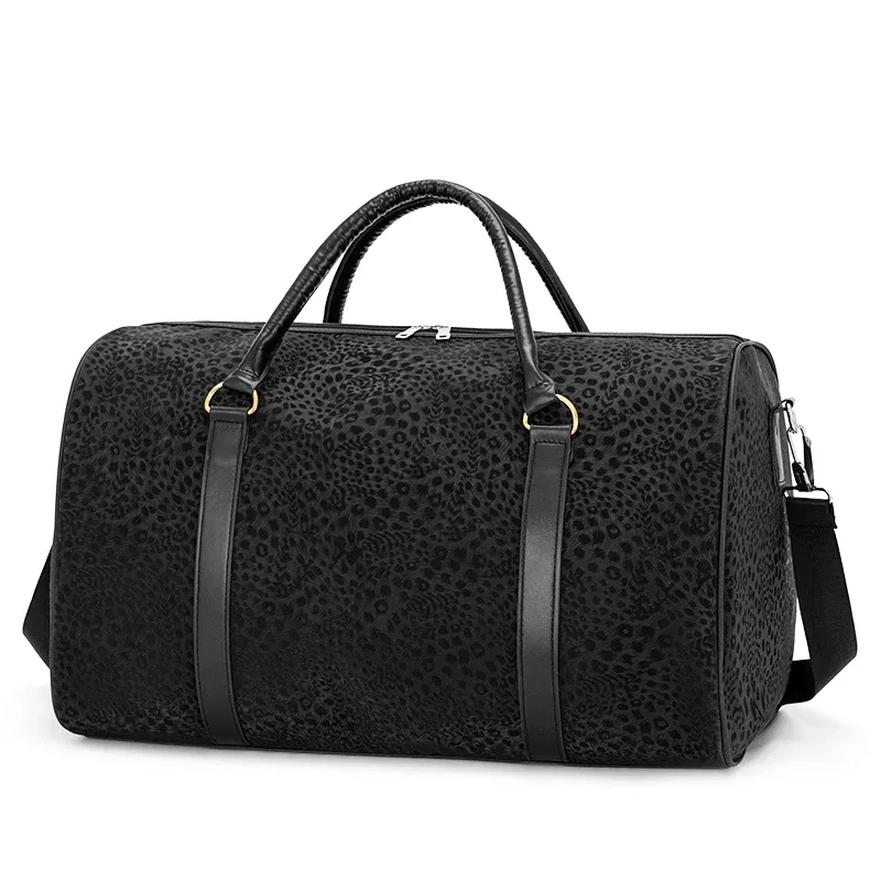 sac de voyage d'affaires pour homme, sac à main noir à motif léopard, compatible avec un ordinateur portable de 16 pouces, sac de voyage pour les déplacements professionnels et les vacances