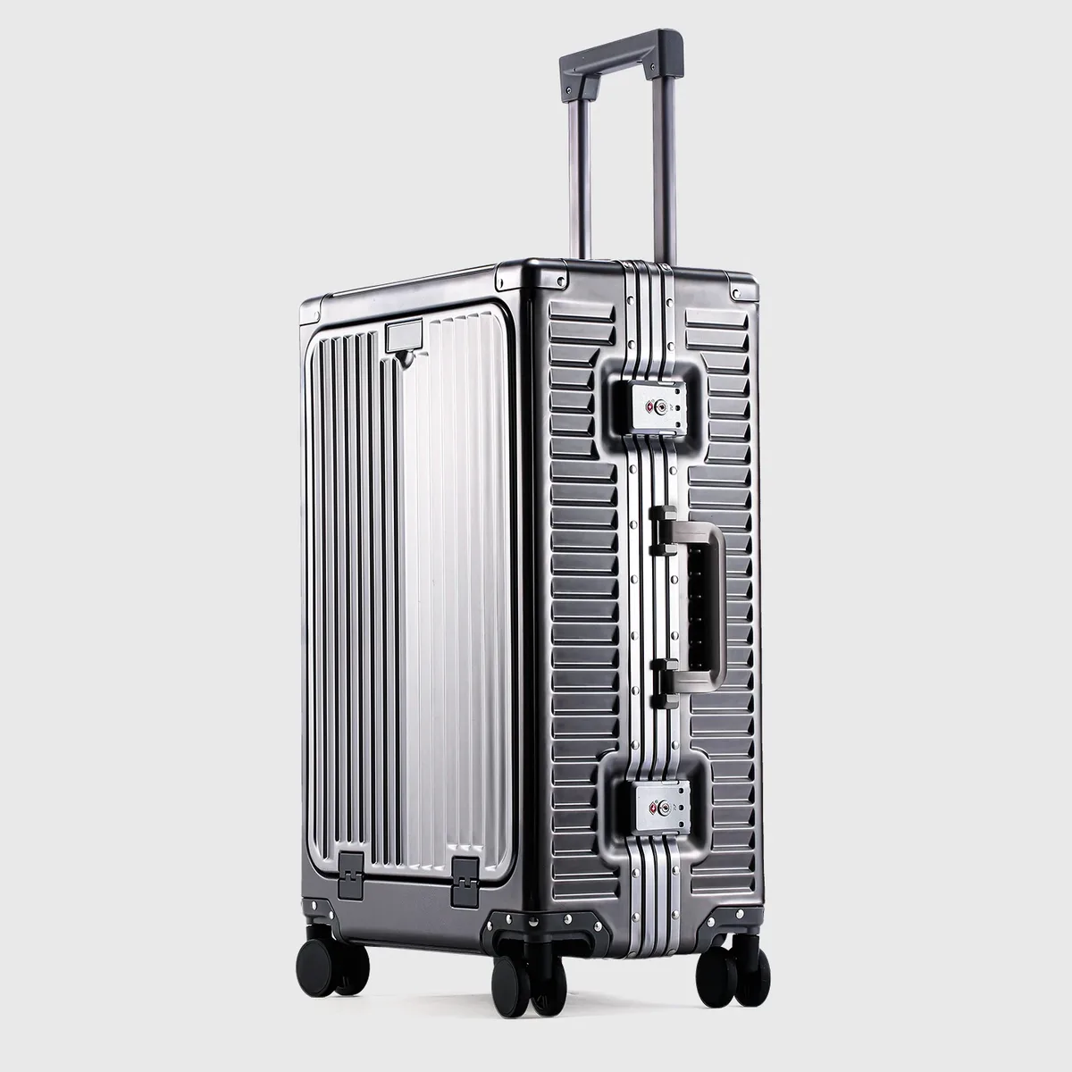 sushimu bagage en alliage d'aluminium-magnésium de 20 pouces avec ouverture avant, valise trolley, valise à main, voyage en métal