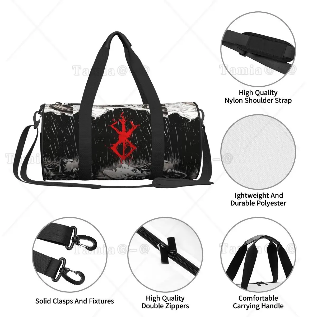 bereserk-sac de sport étanche avec poche pour homme et femme, anime japonais, sac à dos de voyage, sac de week-end, sac de sport de natation
