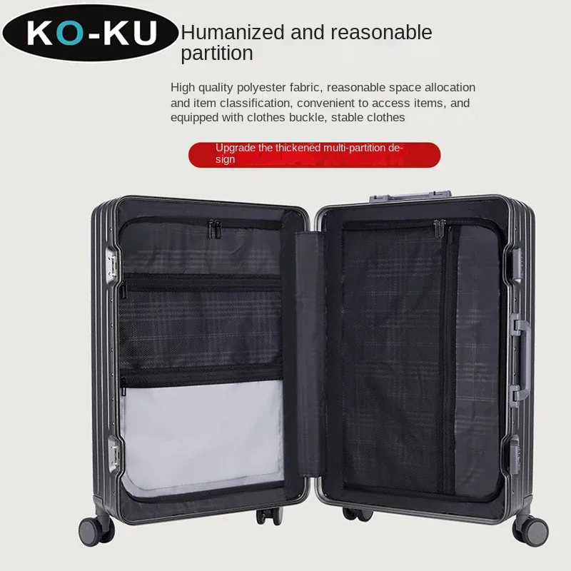 ko-ku ultra léger cadre en aluminium large chariot bagages femme grande capacité valise muet roue universelle mot de passe boîte
