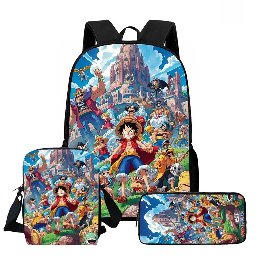 ensemble de 3 sacs à dos scolaires légers one piece avec sac bandoulière et trousse à crayons, sac à dos unisexe pour garçons et filles de 6 à 10 ans