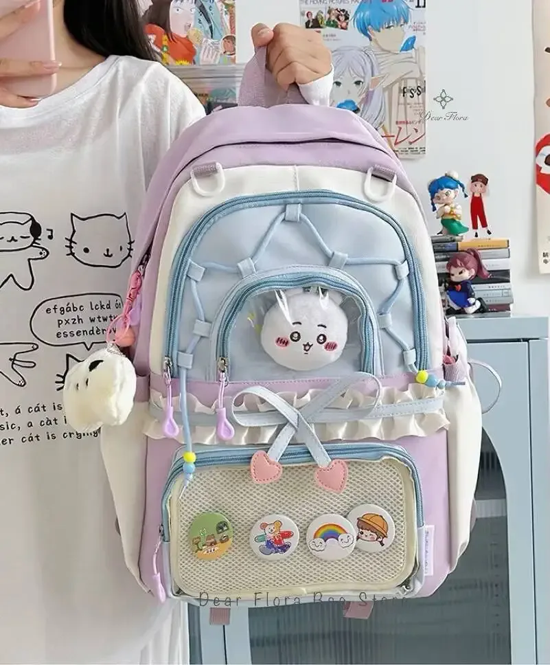 nouveau sac à dos anime ita en forme de cœur avec nœud, sac à dos transparent bidimensionnel mignon pour fille, grande capacité, sac à dos de présentation diy pour otaku