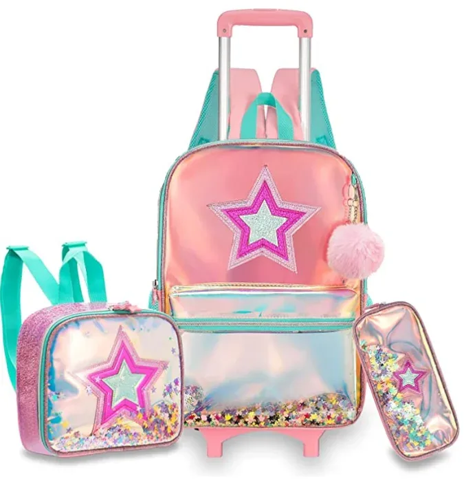 sac à dos d'école à roulettes sac d'école avec roulettes sac cartable enfants école sac à dos roulant pour filles sac de chariot d'école