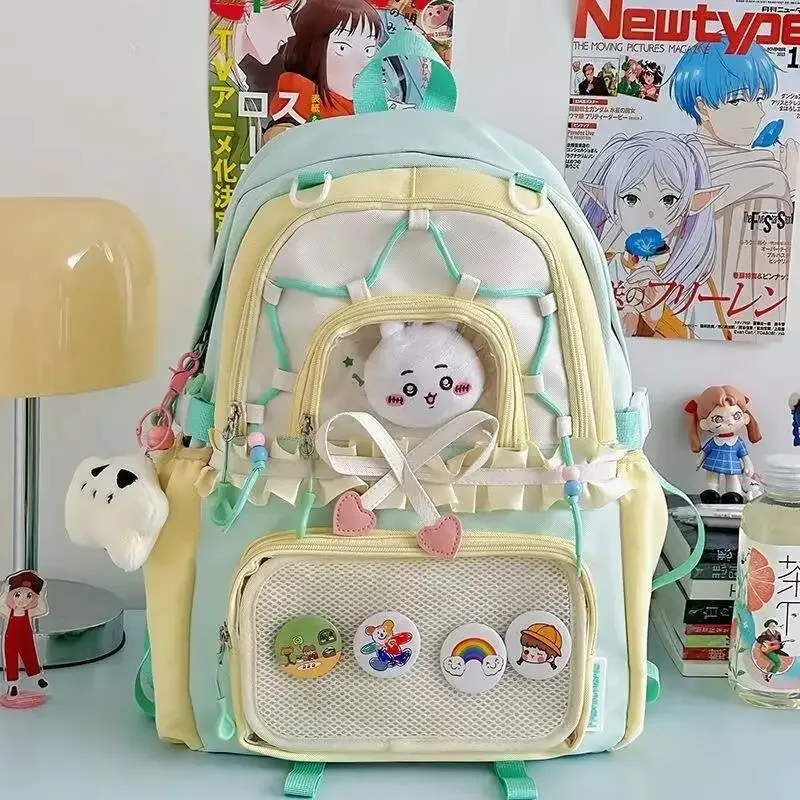 nouveau sac à dos anime ita en forme de cœur avec nœud, sac à dos transparent bidimensionnel mignon pour fille, grande capacité, sac à dos de présentation diy pour otaku