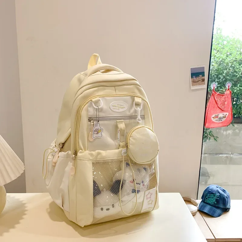 sac à dos pour filles, nouvelle mode, doux et mignon, grand sac d'école à cordon de serrage pour étudiantes, sac à bandoulière de voyage coréen y2k pour lycée